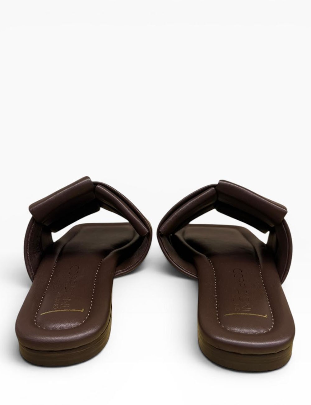 Ciabatta con fascia intrecciata in pelle marrone