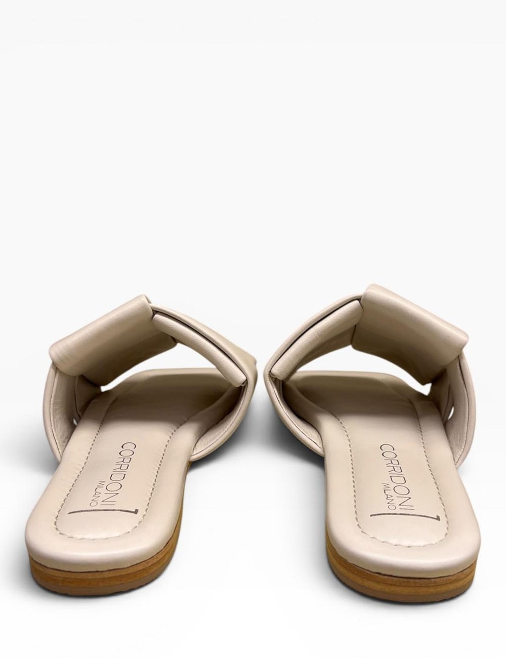 Ciabatta con fascia intrecciata in pelle ivory