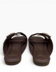 Sandalo con doppia fibbia in pelle marrone