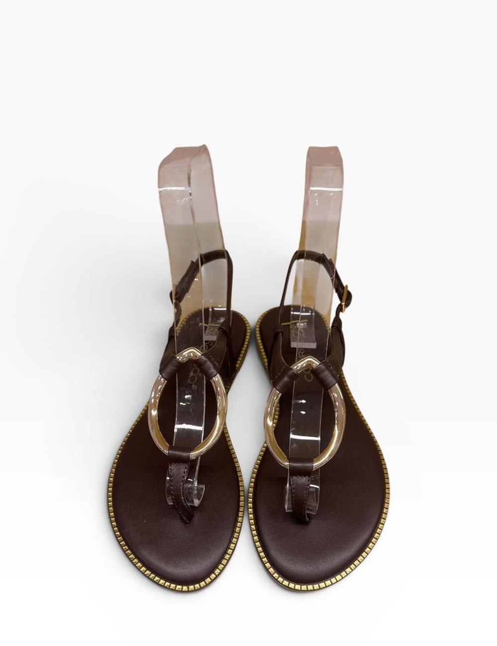 Sandalo con cinturino alla caviglia in pelle marrone