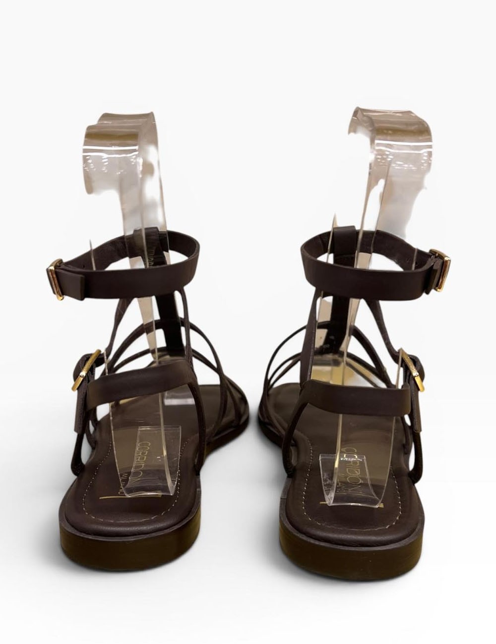 Sandalo con doppio cinturino alla caviglia in pelle chocolate