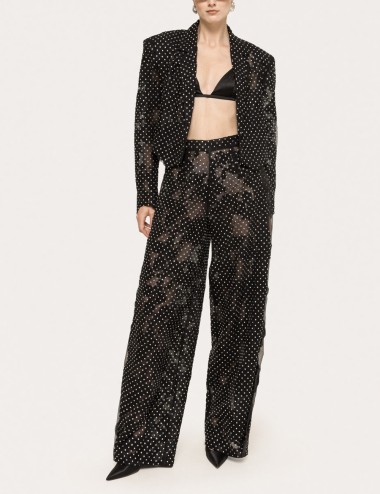 Blazer in pizzo decorato nero