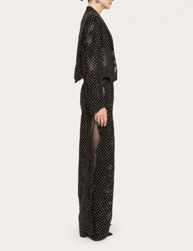 Blazer in pizzo decorato nero