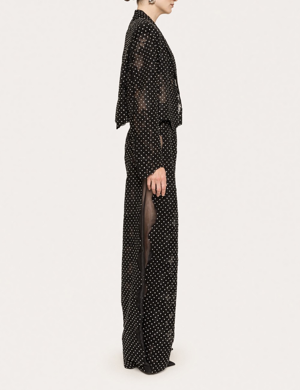 Embellished lace blazer black