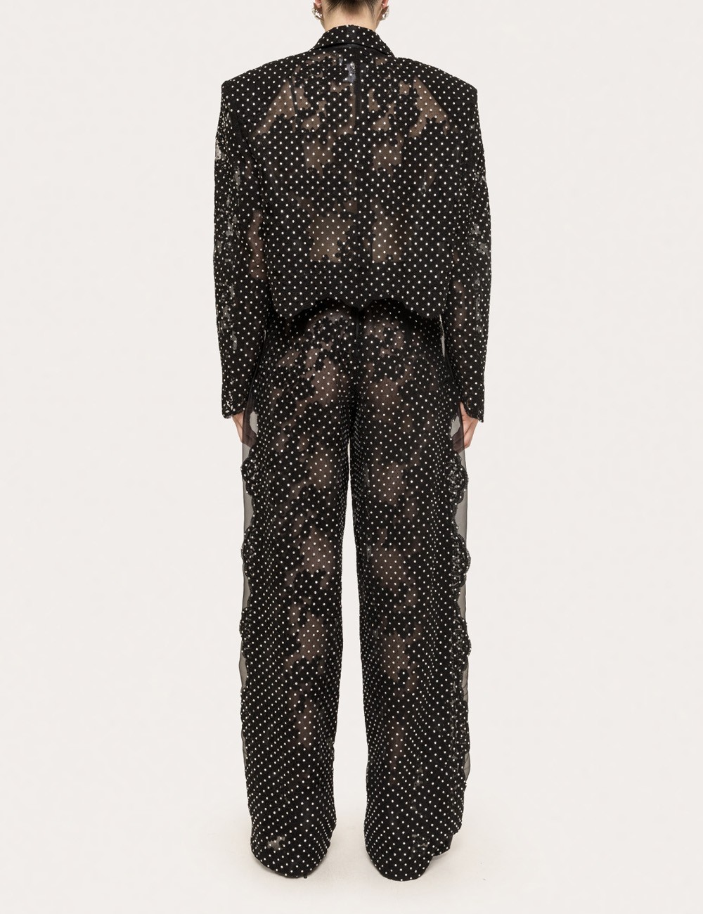 Embellished lace blazer black