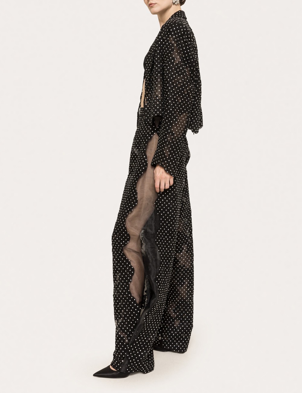 Blazer in pizzo decorato nero