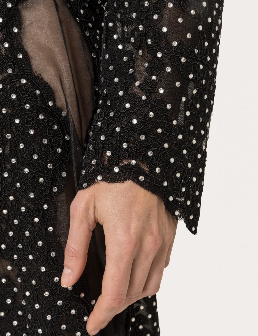 Blazer in pizzo decorato nero