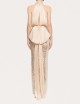 Bow-detail sequin maxi dress Cream