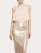 Bow-detail sequin maxi dress Cream
