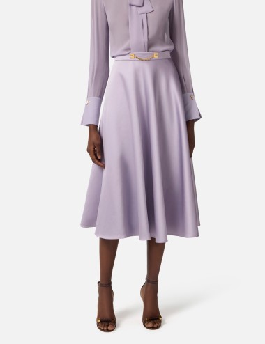 Skirt in duchess satin fabric with jewel logo Lilac