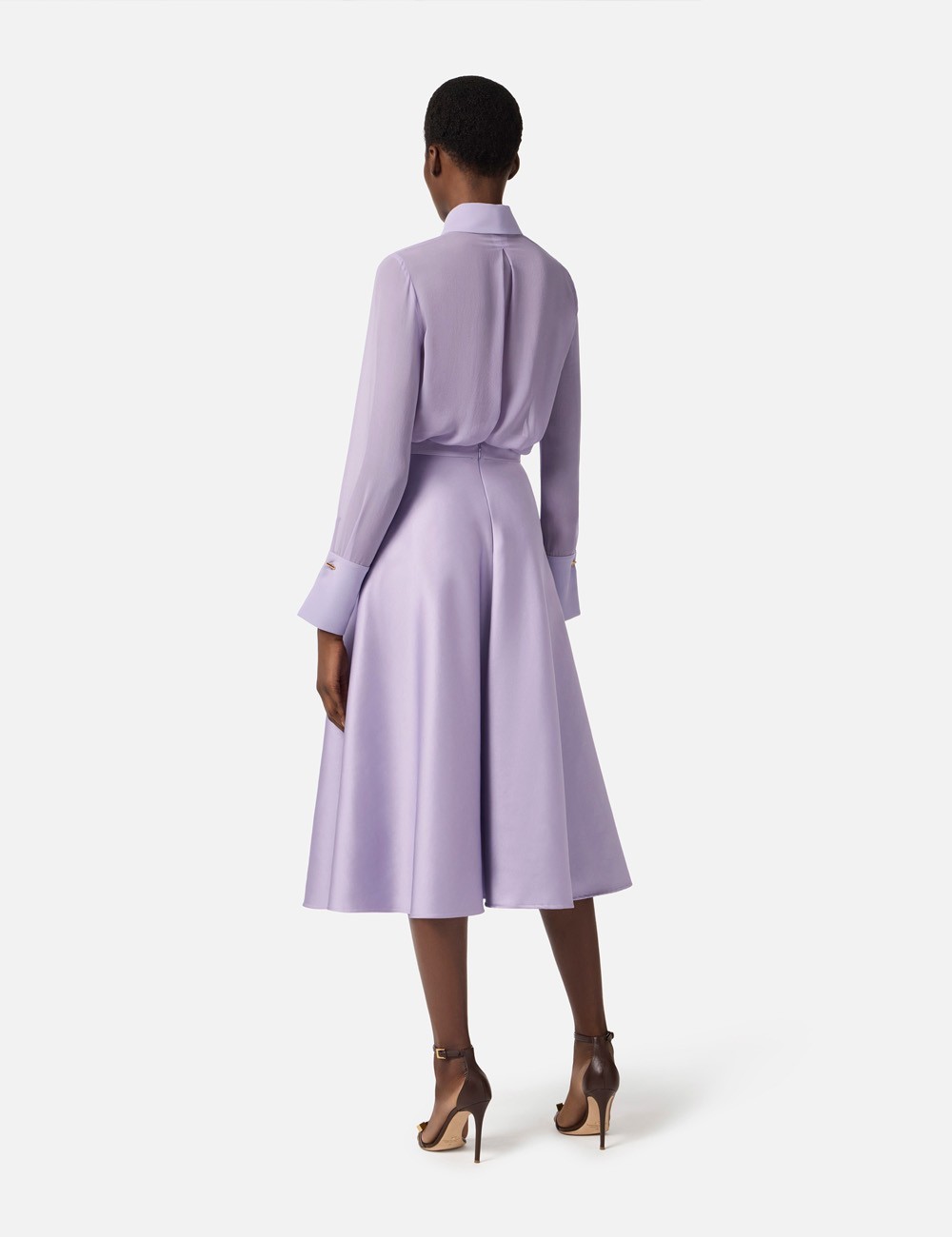 Skirt in duchess satin fabric with jewel logo Lilac