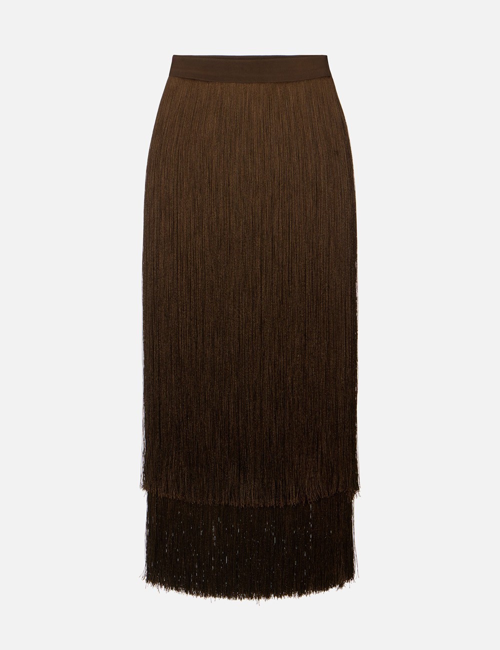 Skirt with fringes dark chocolate