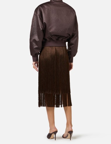 Skirt with fringes dark chocolate