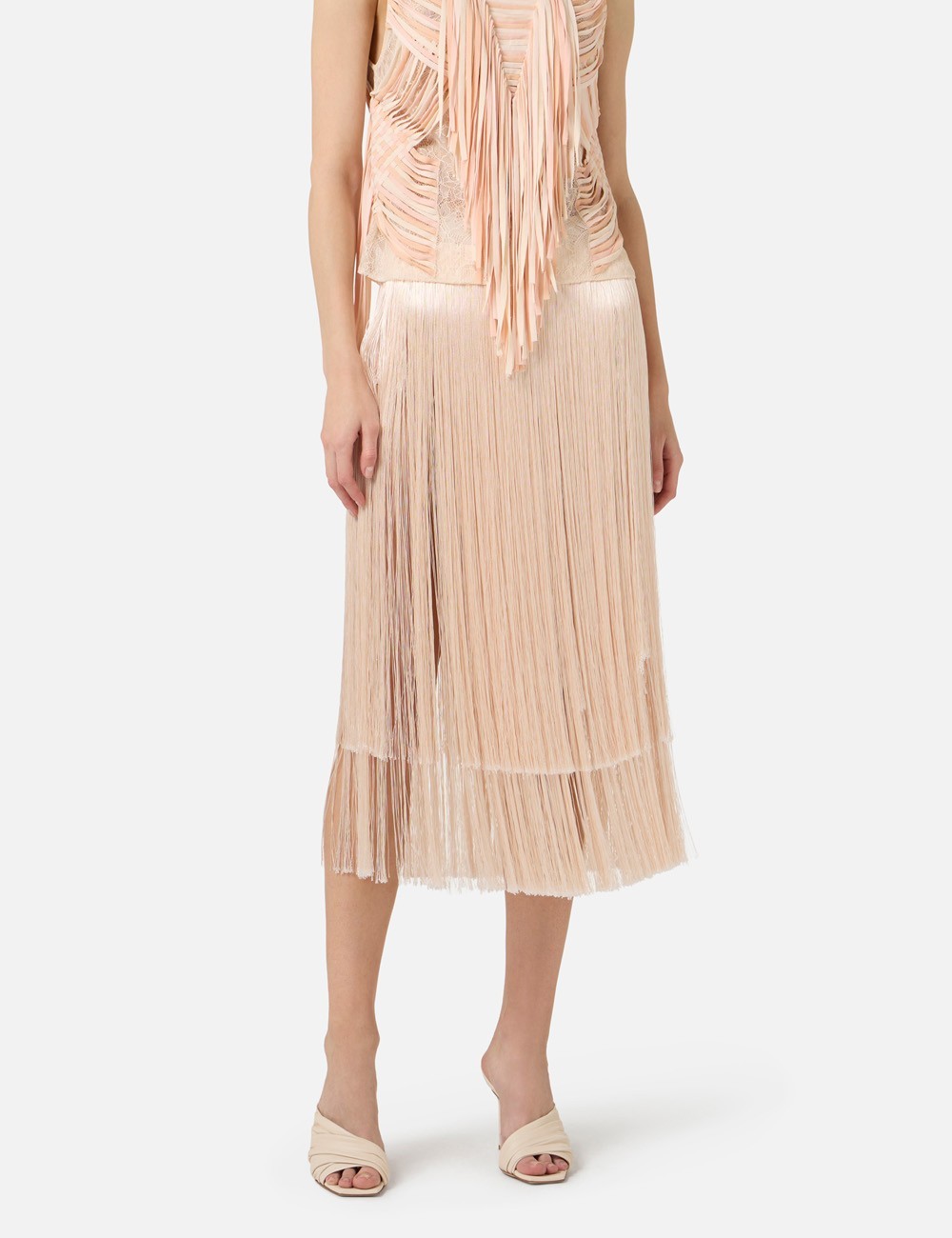 Skirt with fringes nude