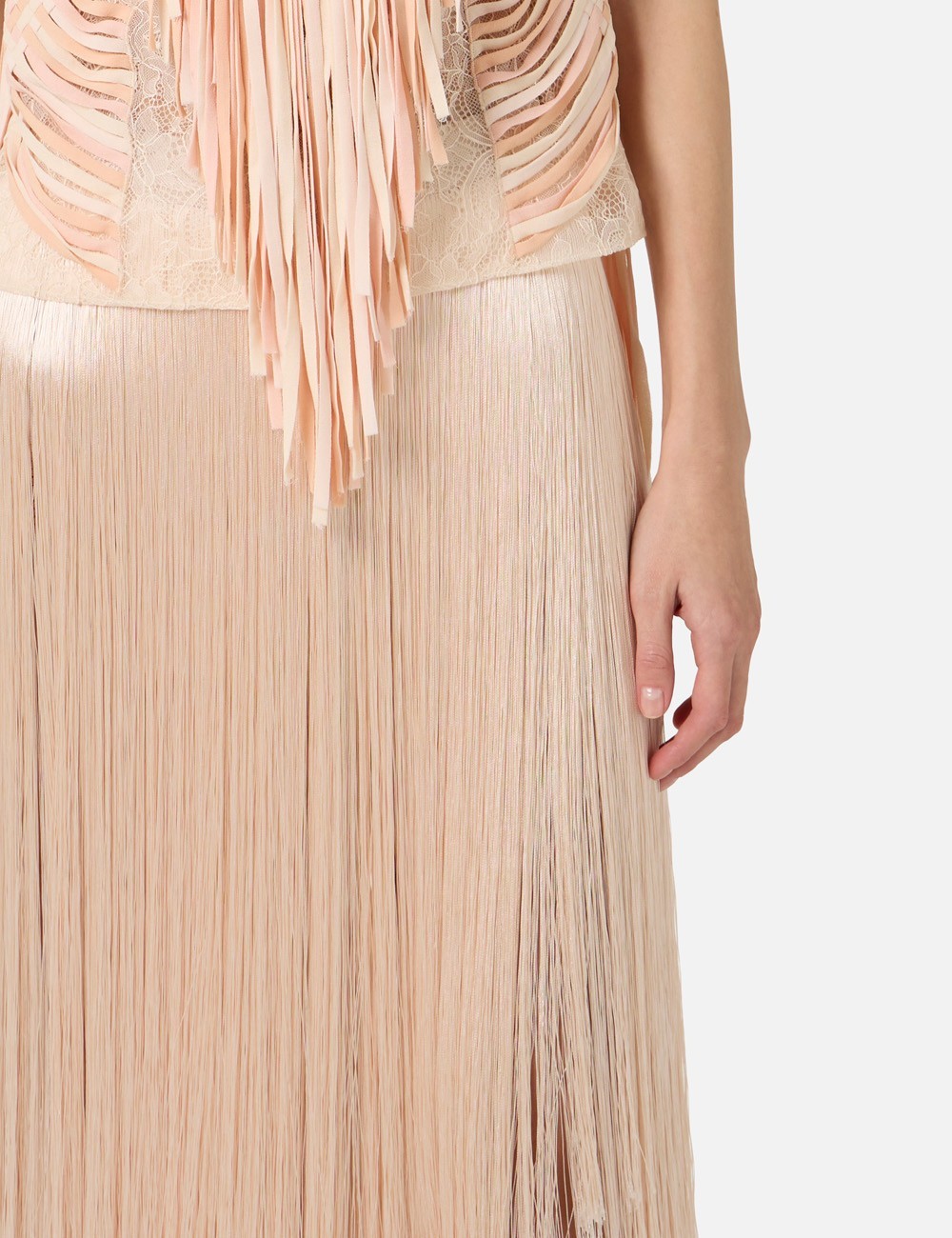 Skirt with fringes nude