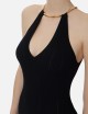 Abito in maglia à jour con dettaglio gioiello nero