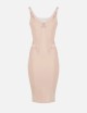 Abito in jersey leggero e tulle con elastici nude