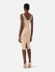 Abito in jersey leggero e tulle con elastici nude