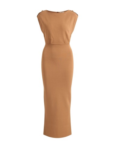 Red Carpet full Milano stitch knit dress fallow deer
