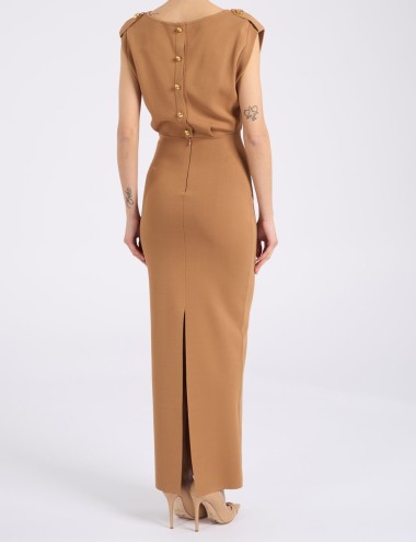 Red Carpet full Milano stitch knit dress fallow deer