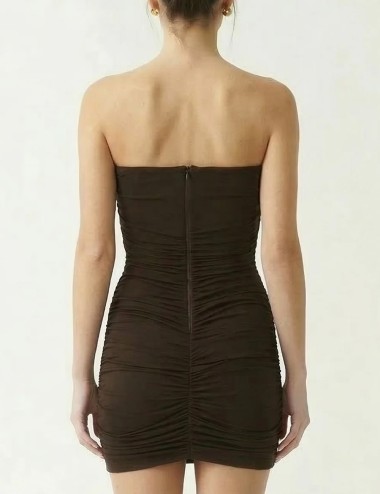 Mini dress in crêpe jersey fabric Dark chocolate