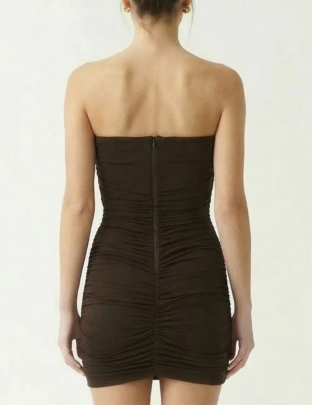 Mini dress in crêpe jersey fabric Dark chocolate