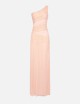 Red Carpet dress in crepon fabric with embroideries nude