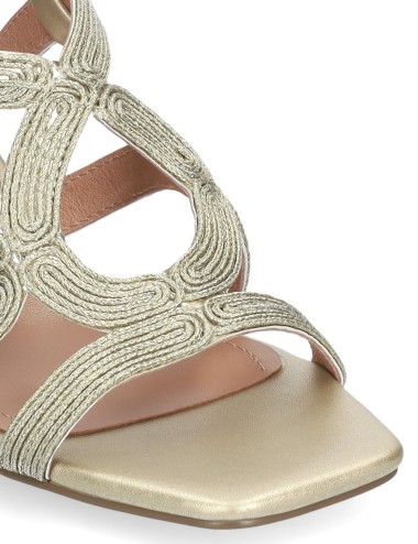 Sandalo alto MELI 50 in tessuto intrecciato oro