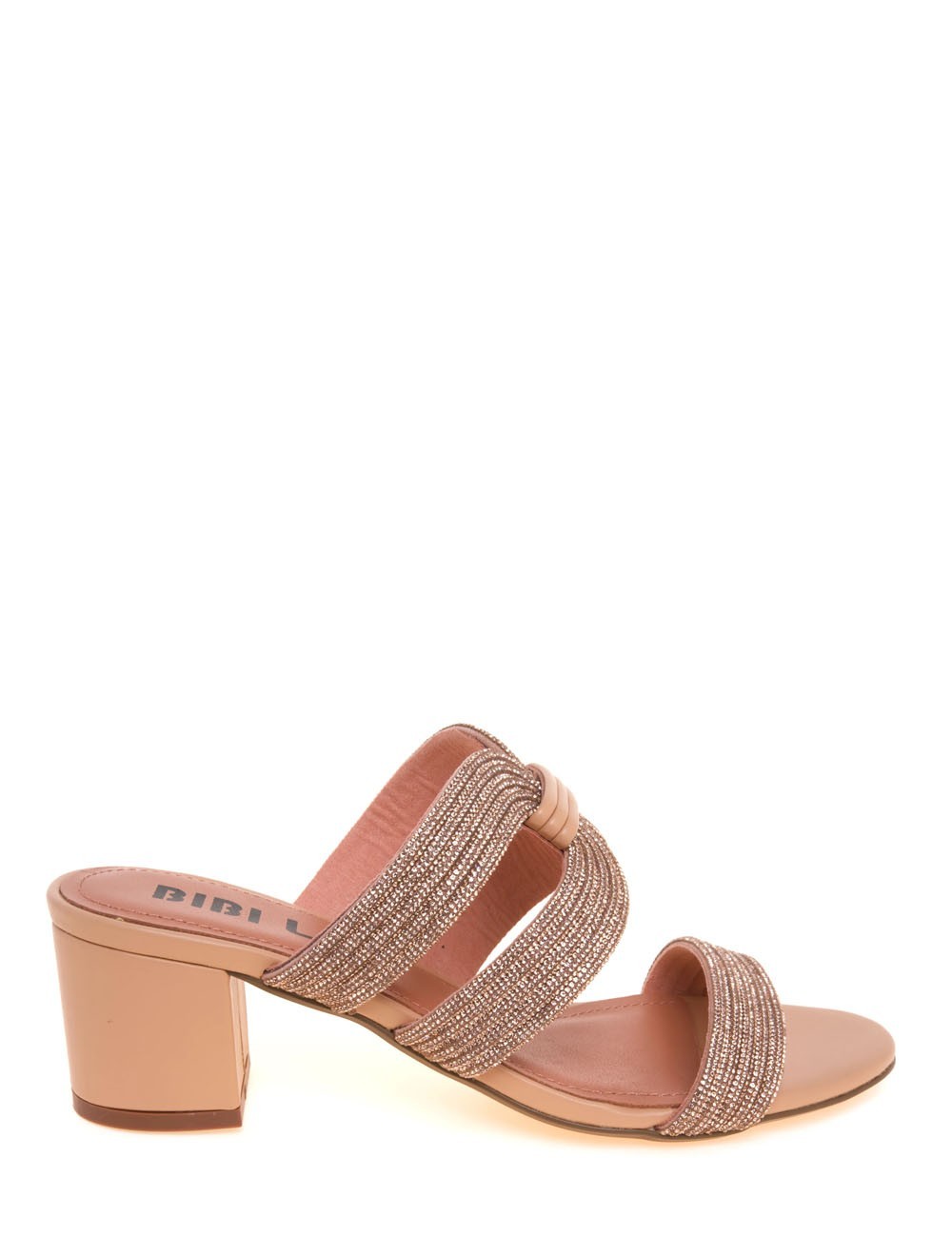 Sandalo alto AZALEA 55 a fasce con glitter nude