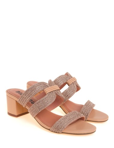 Sandalo alto AZALEA 55 a fasce con glitter nude