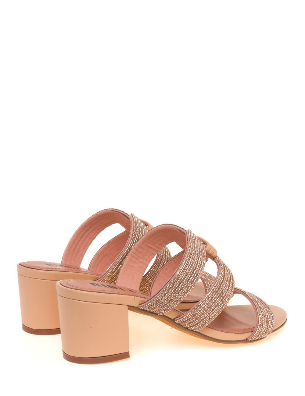 Sandalo alto AZALEA 55 a fasce con glitter nude