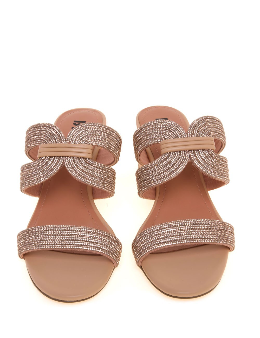 Sandalo alto AZALEA 55 a fasce con glitter nude