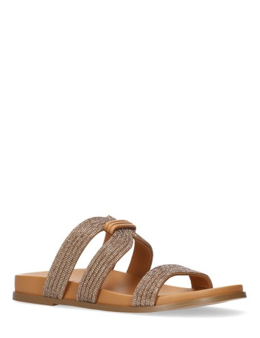 Ciabatta AZALEA a fasce con strass camel