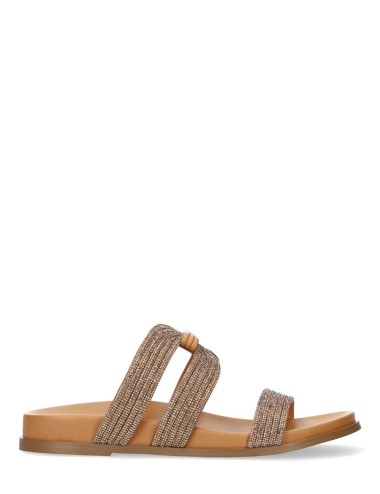 Ciabatta AZALEA a fasce con strass camel