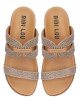 Ciabatta AZALEA a fasce con strass camel