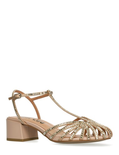 Sandalo basso a ragnetto con cinturino beige