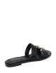 Sandalo a fasce con logo oro in pelle nero