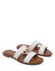 Sandalo a fasce con logo oro in pelle bianco