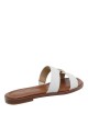 Sandalo a fasce con logo oro in pelle bianco
