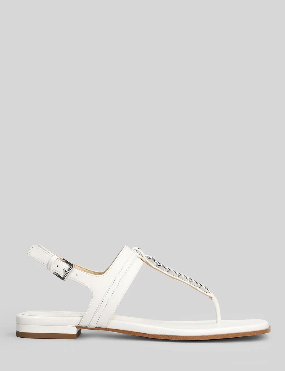 Sandalo infradito Marcia in pelle con decorazioni optic white