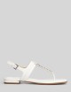Sandalo infradito Marcia in pelle con decorazioni optic white