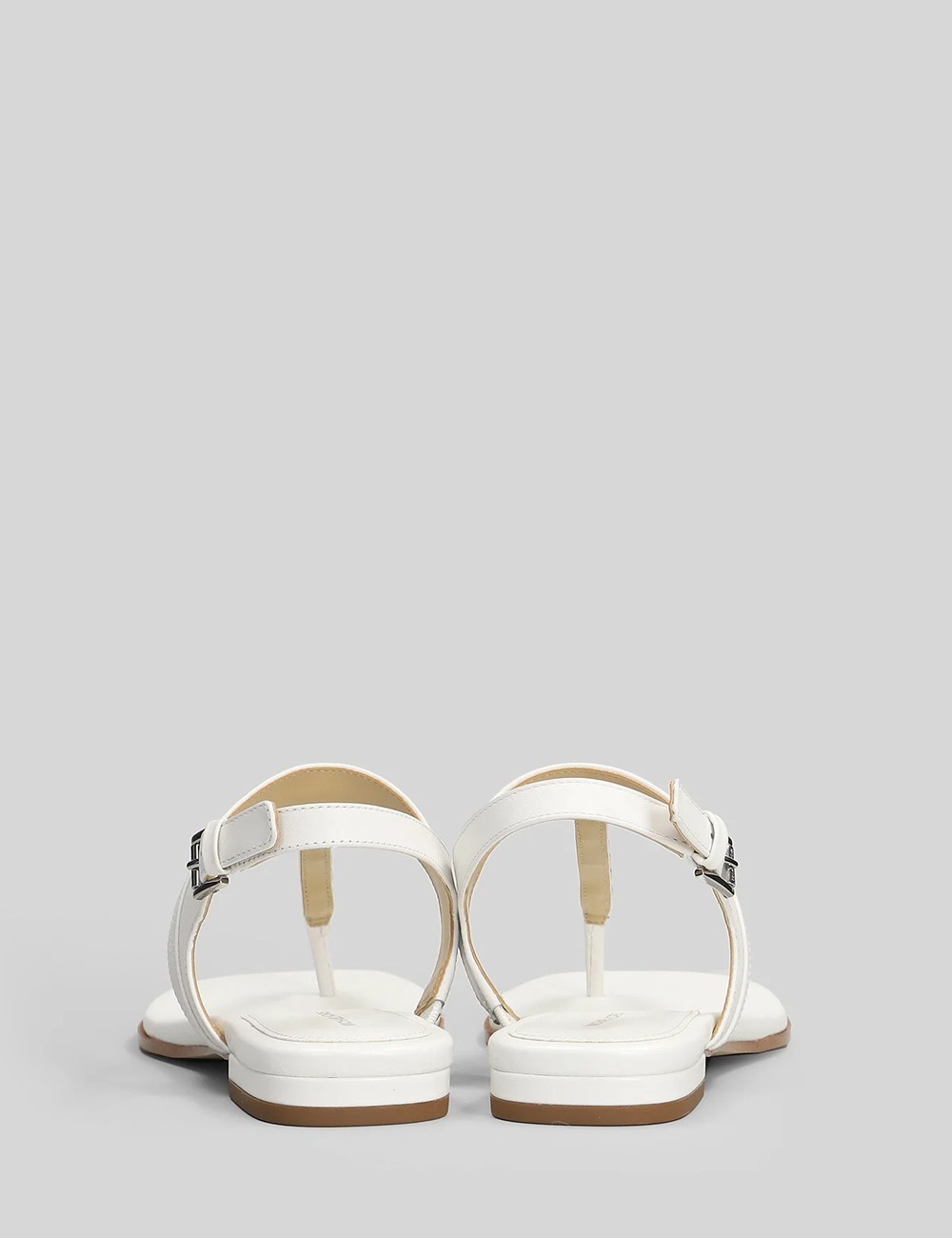 Sandalo infradito Marcia in pelle con decorazioni optic white
