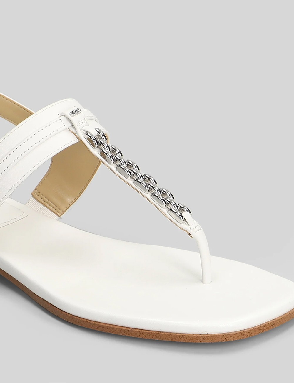 Sandalo infradito Marcia in pelle con decorazioni optic white