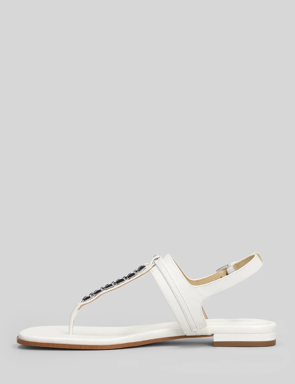 Sandalo infradito Marcia in pelle con decorazioni optic white
