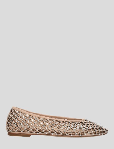 Ballerine LEONOR scamosciate traforate rete con strass nude