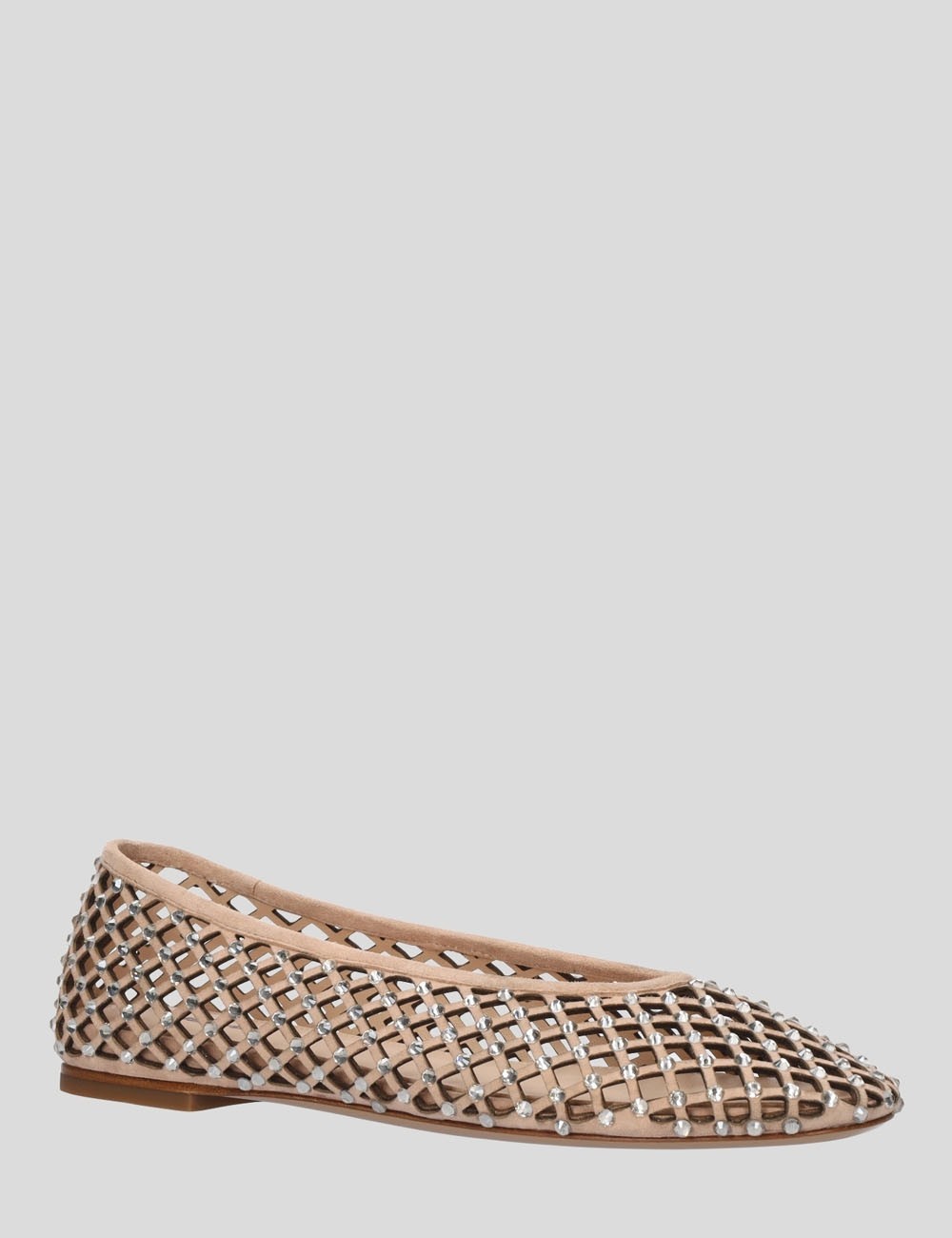 Ballerine LEONOR scamosciate traforate rete con strass nude