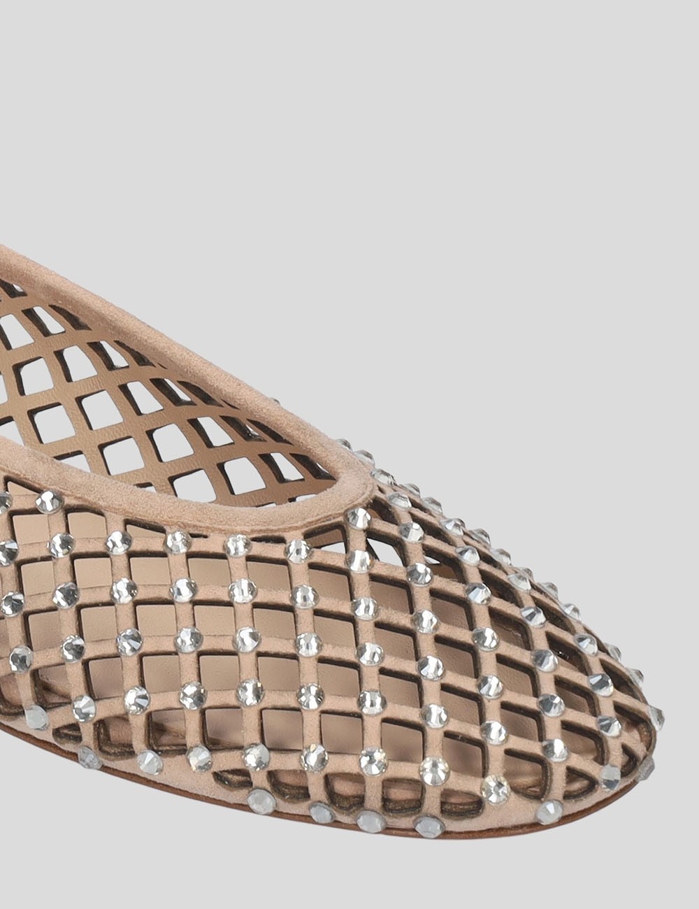 Ballerine LEONOR scamosciate traforate rete con strass nude