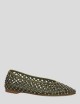 Ballerine LEONOR scamosciate traforate rete con strass verde kaki