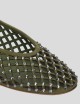 Ballerine LEONOR scamosciate traforate rete con strass green khaki