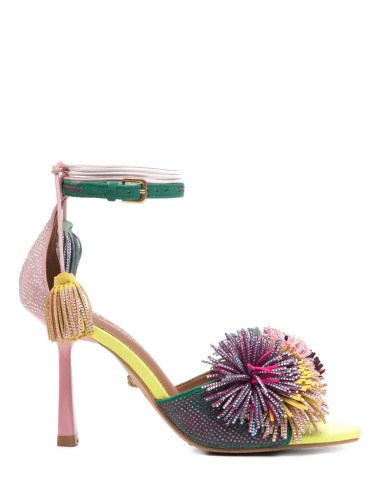 Sandalo Pom Pom in suede multicolor